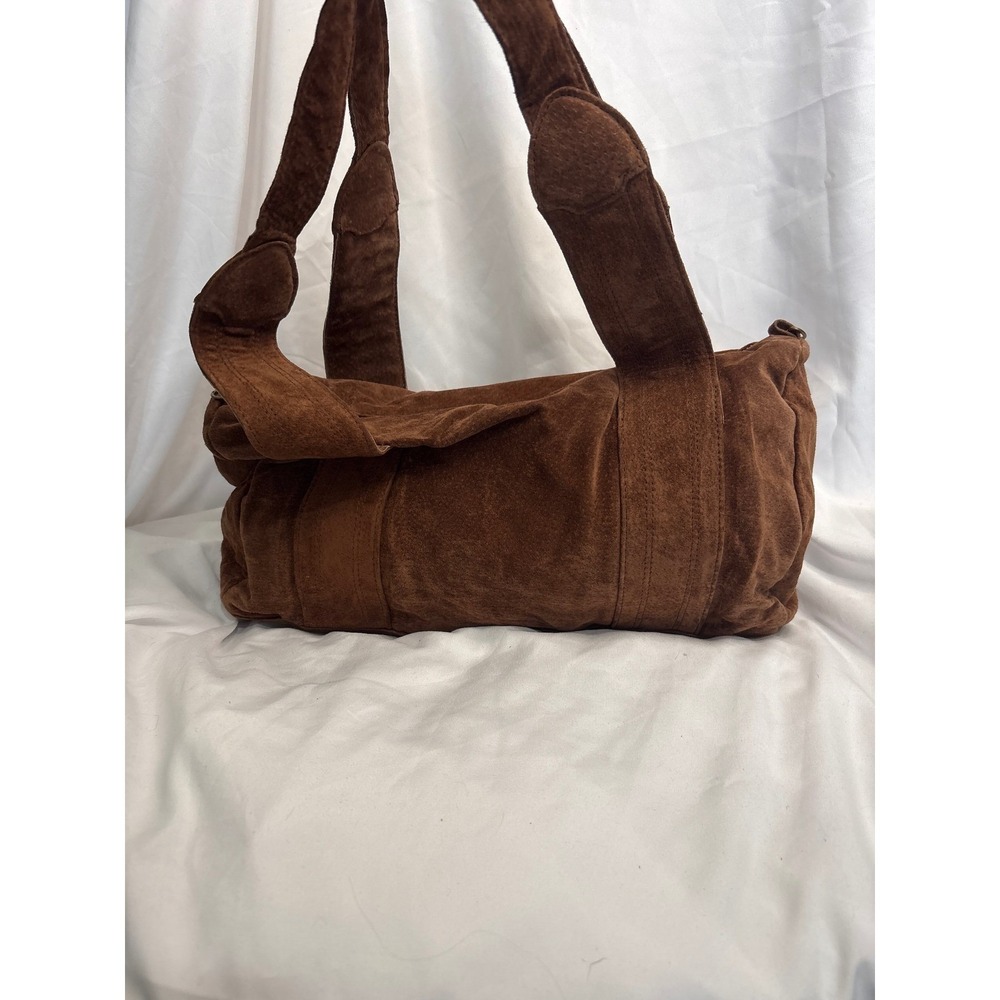 Wilsons Leather Maxima Brown Suede Studded Barrel Shoulder Bag Boho Western Hobo - Picture 2 of 7